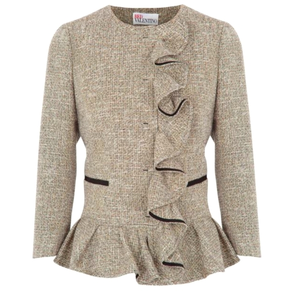 RED Valentino RARE Ruffled Tweed Blazer Jacket - Picture 12 of 14